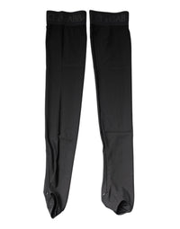 Dolce & Gabbana Black Viscose Stretch Over Calf Stockings Socks