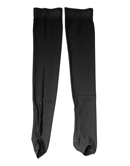 Dolce & Gabbana Black Viscose Stretch Over Calf Stockings Socks