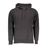 Calvin Klein Black Cotton Men Sweater with Central Pocket and Hood