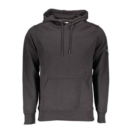 Calvin Klein Black Cotton Men Sweater with Central Pocket and Hood