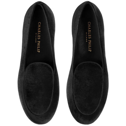 Charles Philip Black Velvet Unisex Loafer