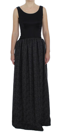 Dolce & Gabbana Black Gray Sheath Gown Full Length Dress