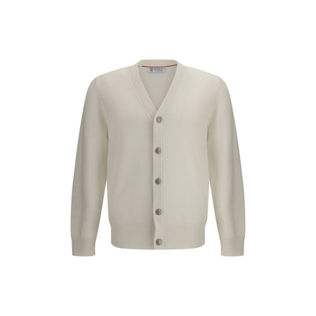 Brunello Cucinelli White Cashmere Cardigan