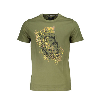 Cavalli Class Green Cotton Men T-Shirt