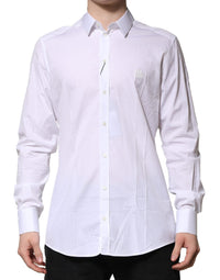 Dolce & Gabbana White Cotton GOLD Long Sleeves Formal Shirt