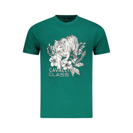 Cavalli Class Green Cotton Men T-Shirt