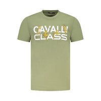 Cavalli Class Green Cotton Men T-Shirt