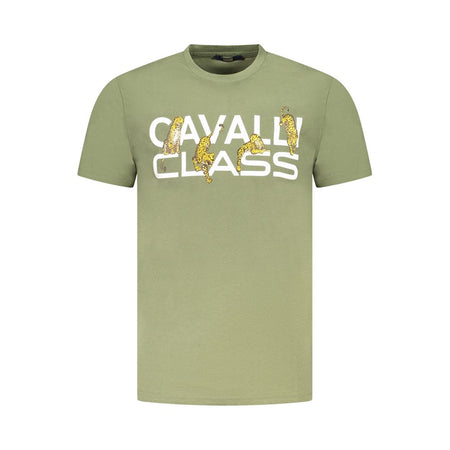 Cavalli Class Green Cotton Men T-Shirt