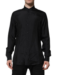 Dolce & Gabbana Dark Blue Silk MARTINI Men Formal Dress Shirt
