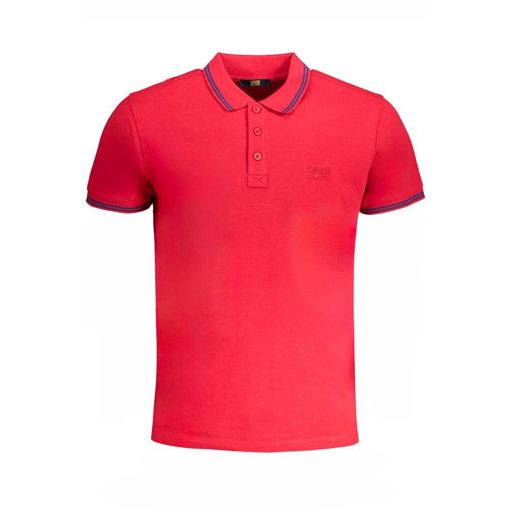 Cavalli Class Red Cotton Men Polo Shirt by Cavalli Class