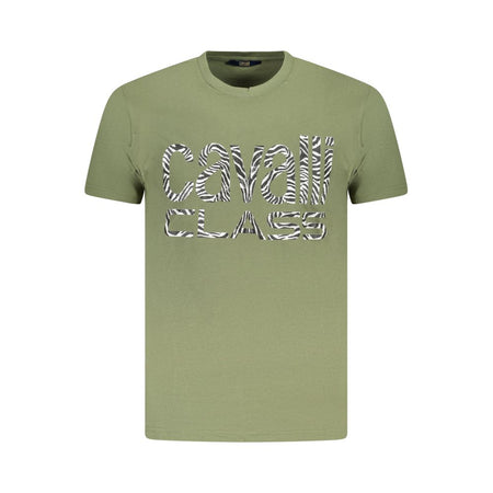 Cavalli Class Green Cotton Men T-Shirt