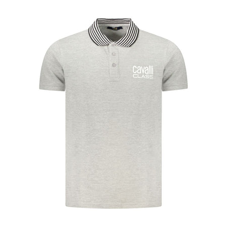 Cavalli Class Gray Cotton Polo Shirt