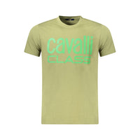 Cavalli Class Green Cotton Men T-Shirt