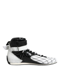 Dolce & Gabbana Black White Leather High Top Sneakers Shoes