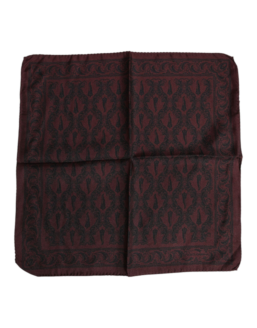 Dolce & Gabbana Maroon Black Printed Square Men Foulard Scarf