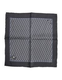 Dolce & Gabbana Black Fish Print Silk Square Men Foulard Scarf