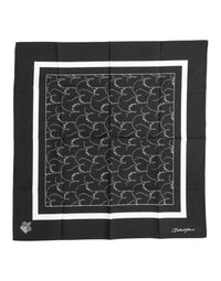 Dolce & Gabbana Black White Printed Square Foulard Scarf