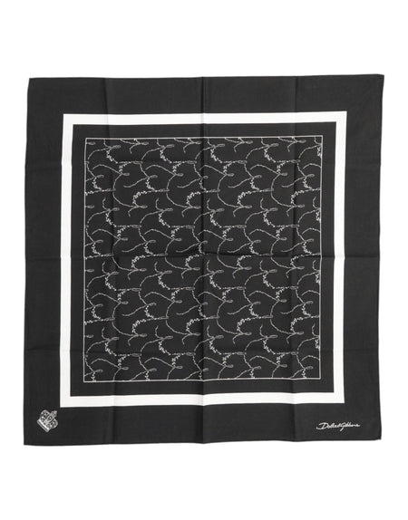 Dolce & Gabbana Black White Printed Square Foulard Scarf
