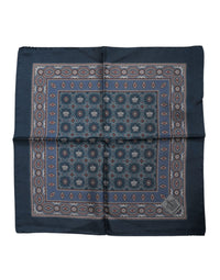 Dolce & Gabbana Blue Printed Silk Square Men Foulard Scarf