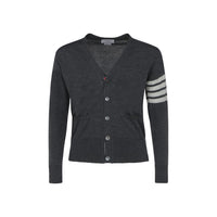 Thom Browne Gray Fleece Wool Cardigan