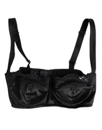 Dolce & Gabbana Black Silk Underwired Balconette Bra Underwear