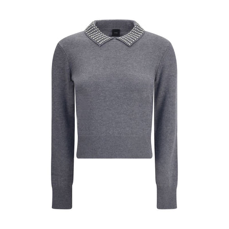PINKO Rhinestone-decorated collar Sweater