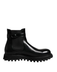 Dolce & Gabbana Black Belted DG Logo Men Chelsea Boots Shoes