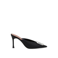 Amina Muaddi Black Silk Mules