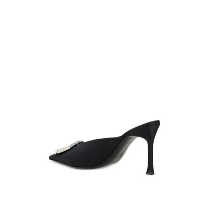 Amina Muaddi Black Silk Mules