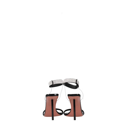 Amina Muaddi Black Crystals Stiletto Heel Sandals