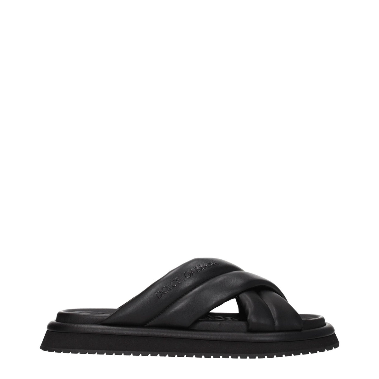Dolce & Gabbana Black Leather Slippers by Dolce & Gabbana