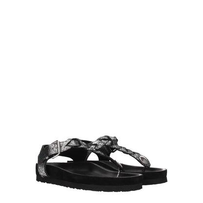 Isabel Marant Black Leather Flip-Flop Sandals