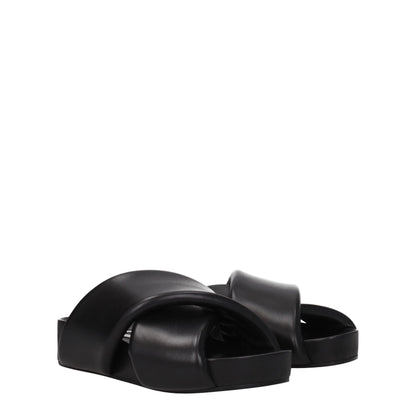 Jil Sander Black Leather Slippers