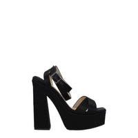 Jimmy Choo Black Satin Platform Sandals