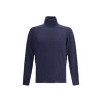 Brunello Cucinelli Blue Fleece Wool Turtleneck