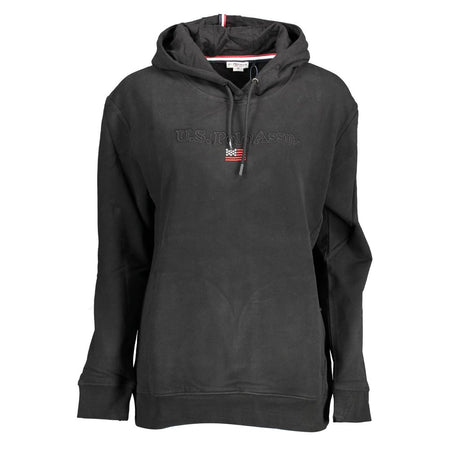 U.S. POLO ASSN. Black Cotton Women Sweater With Contrasting Details