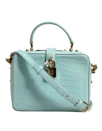 Dolce & Gabbana Mint Green Embossed Leather Padlock Shoulder Bag