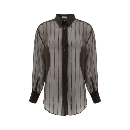 Brunello Cucinelli Brown Silk Blouse