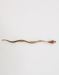 Dolce & Gabbana Gold Brass Red Crystal Spilla Serpente Mens Brooch Pin