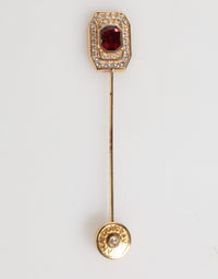 Dolce & Gabbana Rhinestone Embellished Sterling Silver Collar Brooch Pin