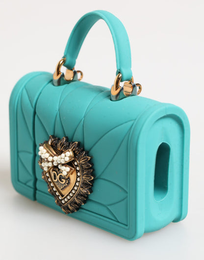 Dolce & Gabbana Turquoise Silicone Devotion Heart Cover Bag Airpods Case