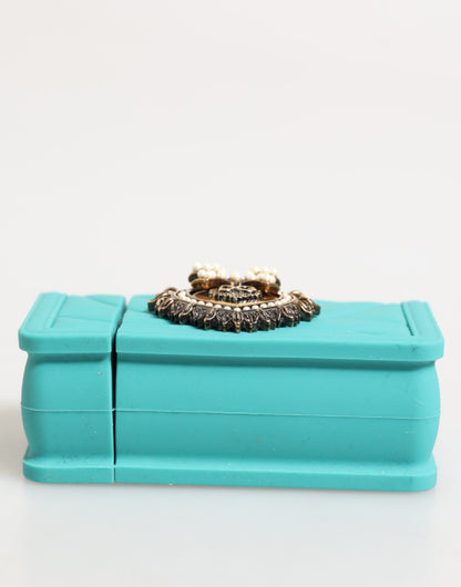 Dolce & Gabbana Turquoise Silicone Devotion Heart Cover Bag Airpods Case