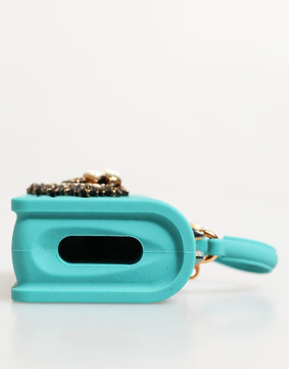 Dolce & Gabbana Turquoise Silicone Devotion Heart Cover Bag Airpods Case