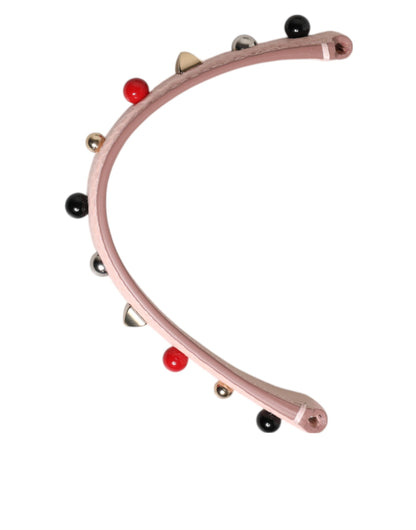 Dolce & Gabbana Light Pink Embellished Leather Bag Handle  Shoulder Strap