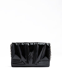 Ferrari Black GT patent leather bag with chain