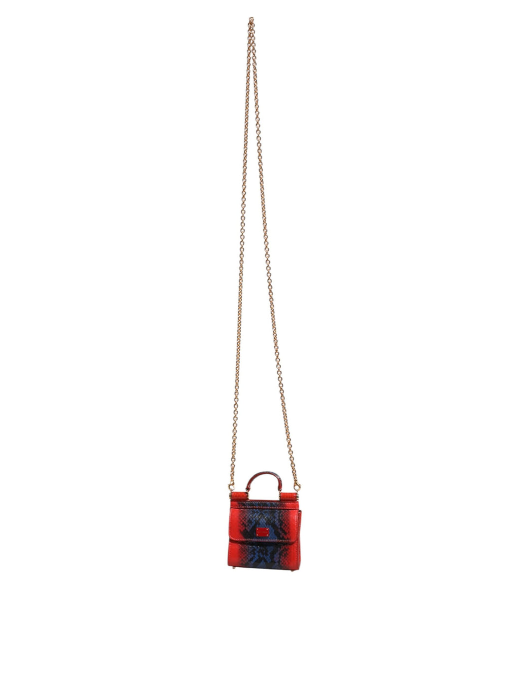 Dolce & Gabbana Red Blue Leather Sicily Crossbody Chain SatchelBorse Bag