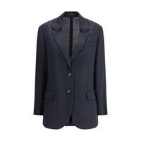 Brunello Cucinelli Blue Fleece Wool Blazer