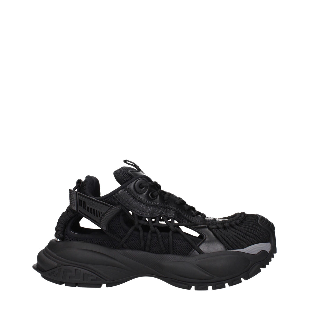 Versace Black Leather Athletic Sneakers