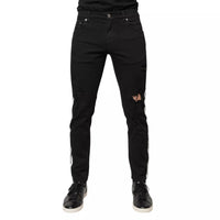 Dolce & Gabbana Black Tattered White Lining Skinny Denim Jeans