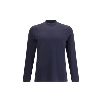 Brunello Cucinelli Blue Cotton Long Sleeve T-Shirt